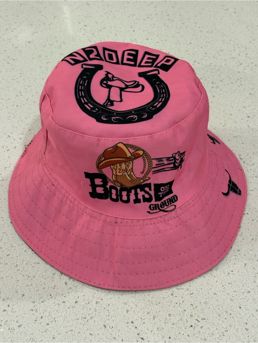 NWOT N2DEEP Trail Ride 2025 Pink Bucket Hat Western Country Horseshoe OSFA